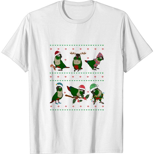 Green Cheeked Conure Ugly Christmas - Birb Memes - T-Shirt-image