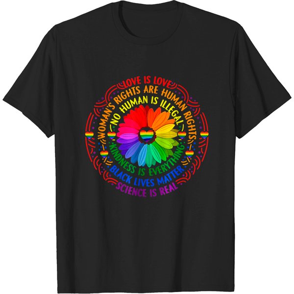 Pride Gay Rainbow Shirt Human Lgbt Month Sunflower Plus Size T-Shirt-image