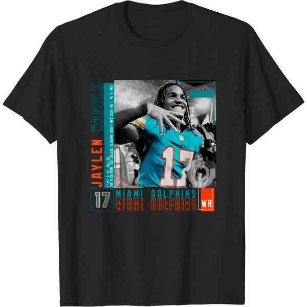 Jaylen Waddle Football Edit Tapestries Dolphins - Jaylen Waddle - T-Shirt-image