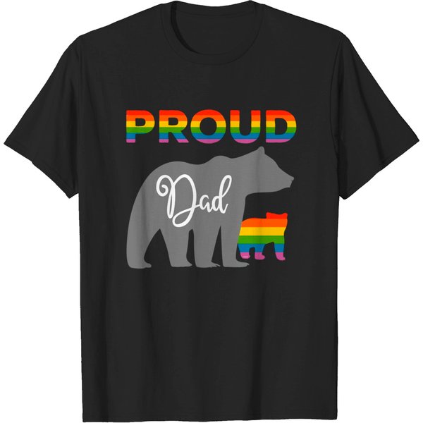Rainbow Pride Flag Bear Proud Father And Gay Cub - Proud Dad Rainbow Cub - T-Shirt-image