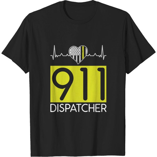 911 Dispatcher Heartbeat Thin Yellow Line T-Shirt-image