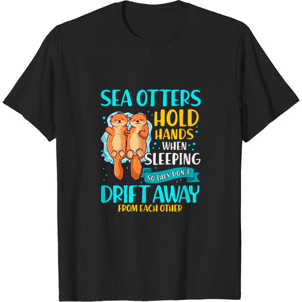 Sea Otters Hold Hands When Sleeping Cute Otter T-Shirt-image
