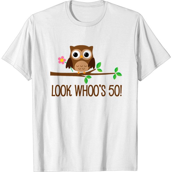 50Th Birthday Owl Look Whoos 50 T-Shirt-image