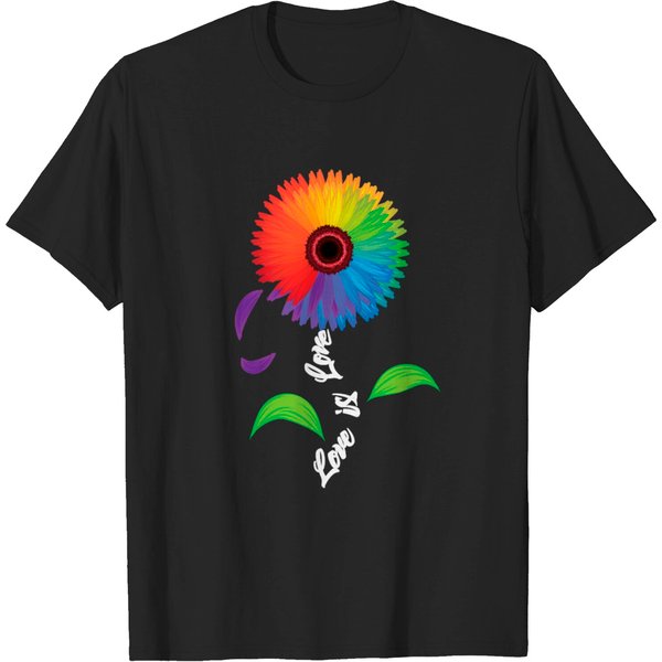 Love Is Love Wins Rainbow Flower Lgbt Gay Pride T-Shirt-image