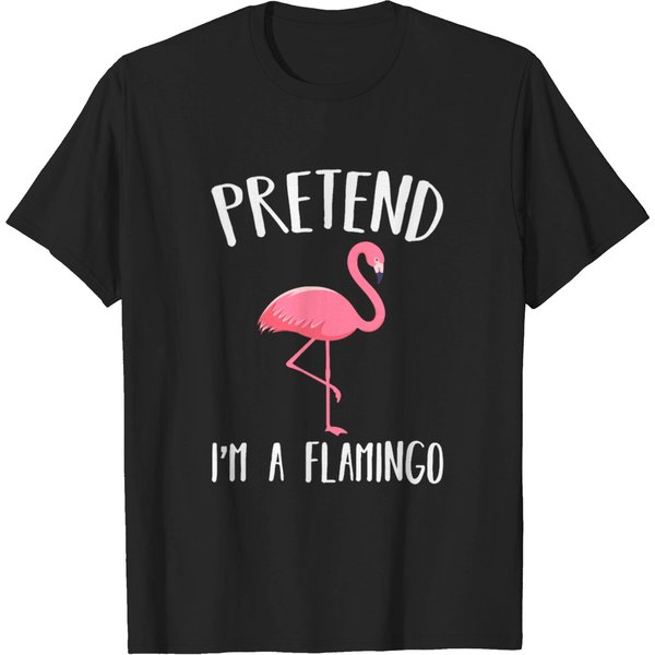 Pretend I M Pink Flamingo Funny Halloween Costume T-Shirt-image