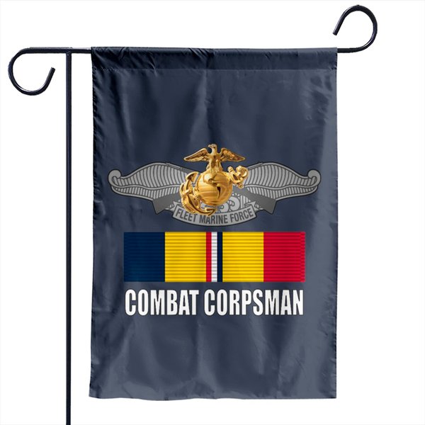 Veteran Gift-8404 Combat Corpsman Eagle Globe Anch Garden Flags-image