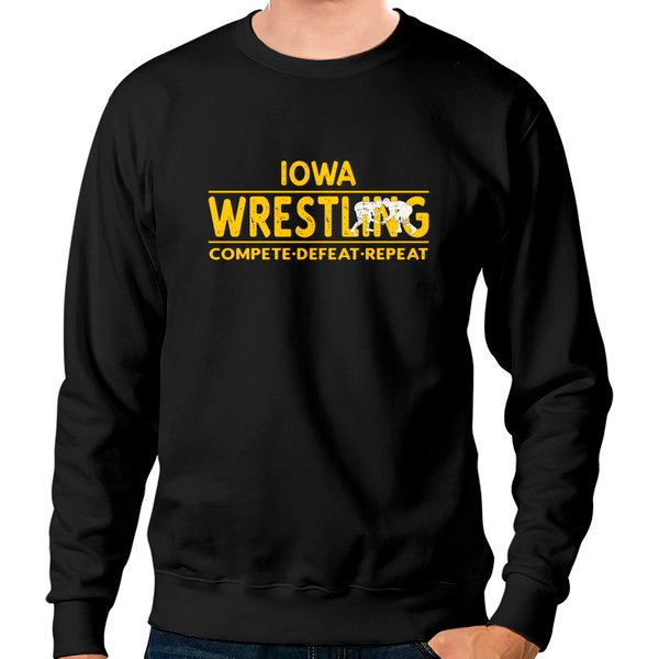 Iowa Wrestling - Compete, Defeat, Repeat - Iowa Wrestling - Sweatshirts-image