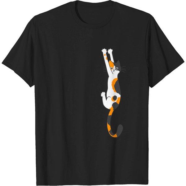 Calico Cat Hanging On - Cat - T-Shirt-image