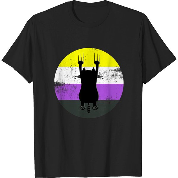 Non-Binary Cat Nonbinary Pride Flag T-Shirt-image