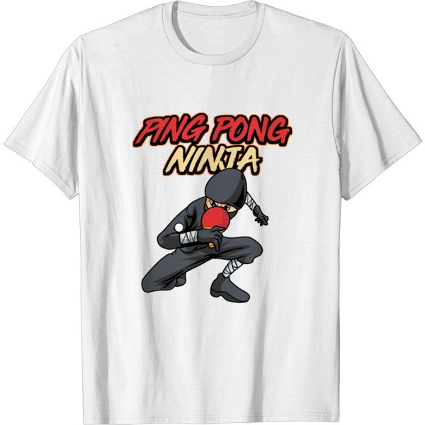 Ping Pong Ninja Table Tennis Player Design T-Shirt-image