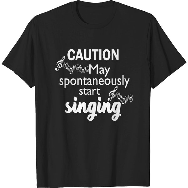 Funny Music Lover Gift Love Sing Caution T-Shirt-image