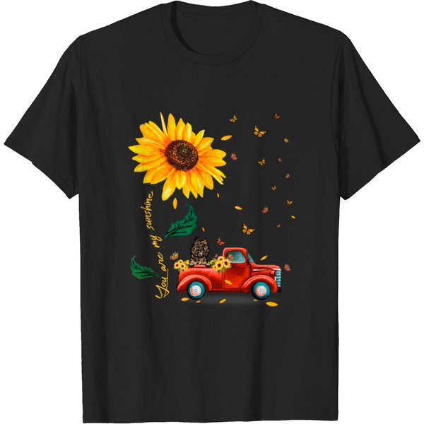 Sunflower Cairn Terrier Head Funny Dog T-Shirt-image