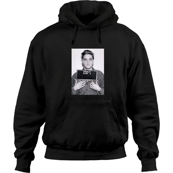 Elvis Presley Hoodies Mugshot Elvis Presley Official 68 Comeback Special Rock Band Tee
