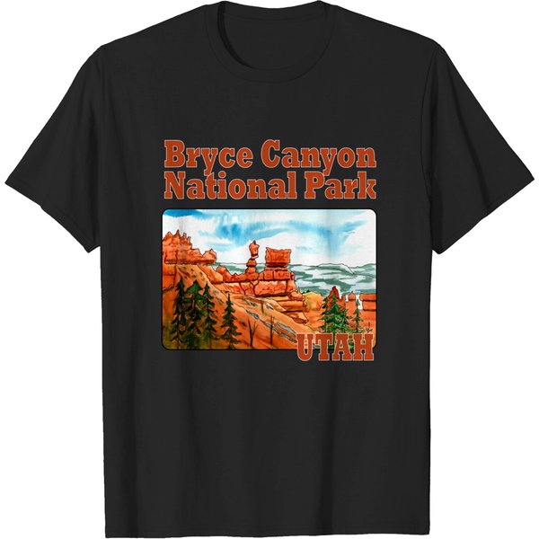 Bryce Canyon National Park, Utah Watercolor - Bryce Canyon National Park - T-Shirt-image