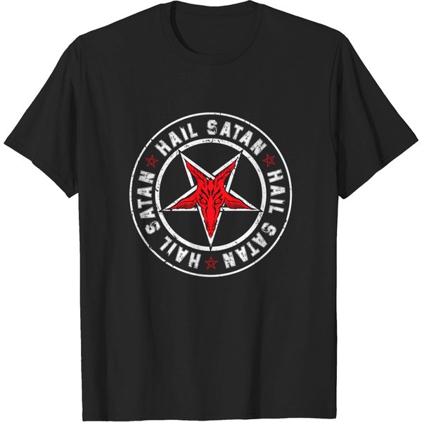 Hail Satan Satanism Saying Baphomet Devil Goat Design - Halloween - T-Shirt-image