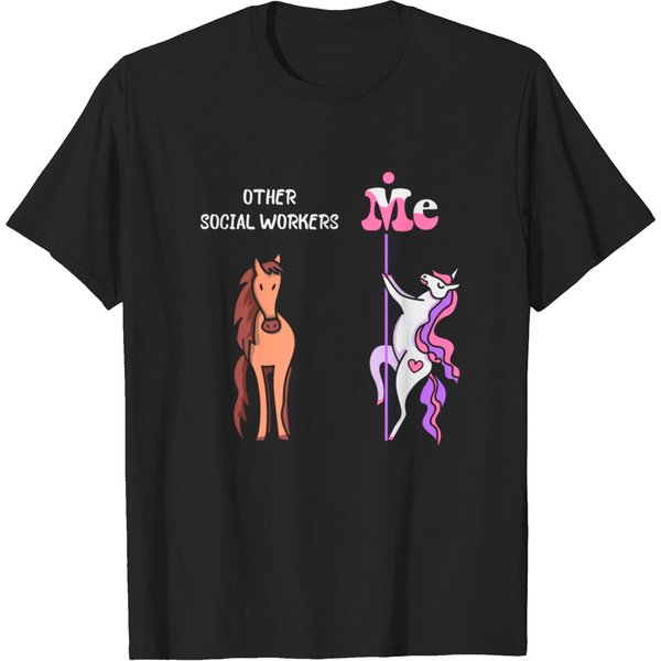Funny Social Worker Unicorn Gift T-Shirt-image