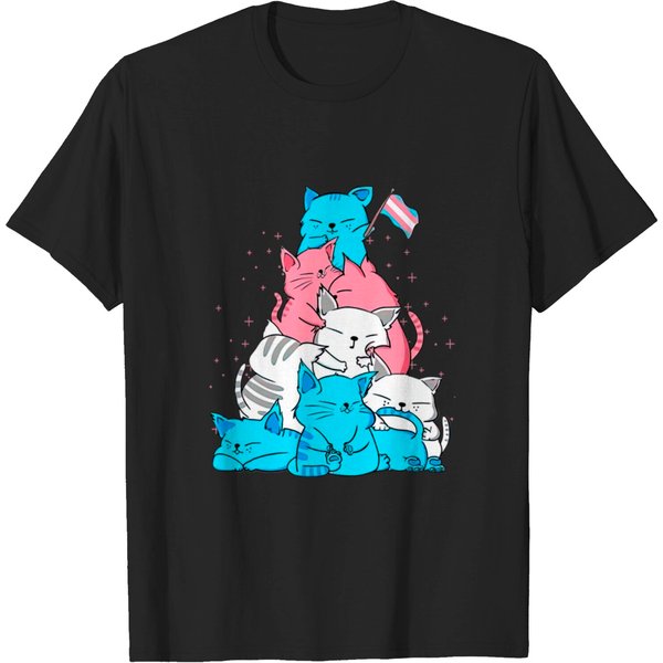 Transgender Pride Cat Lgbt Trans Flag Cats Pile T-Shirt-image