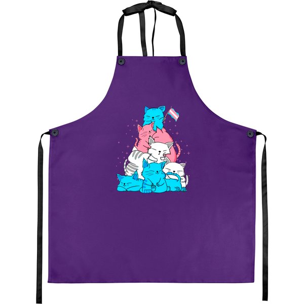 Transgender Pride Cat Lgbt Trans Flag Cats Pile Aprons-image