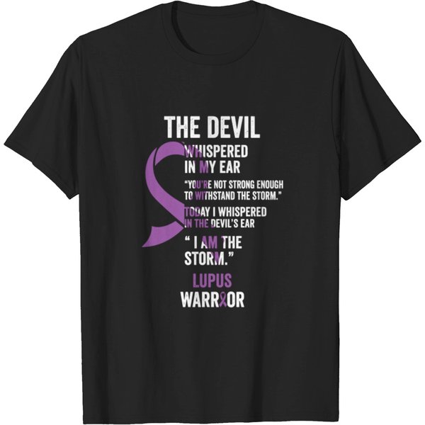 The Devil Lupus Awareness Support Ribbon Gift Tee T-Shirt-image