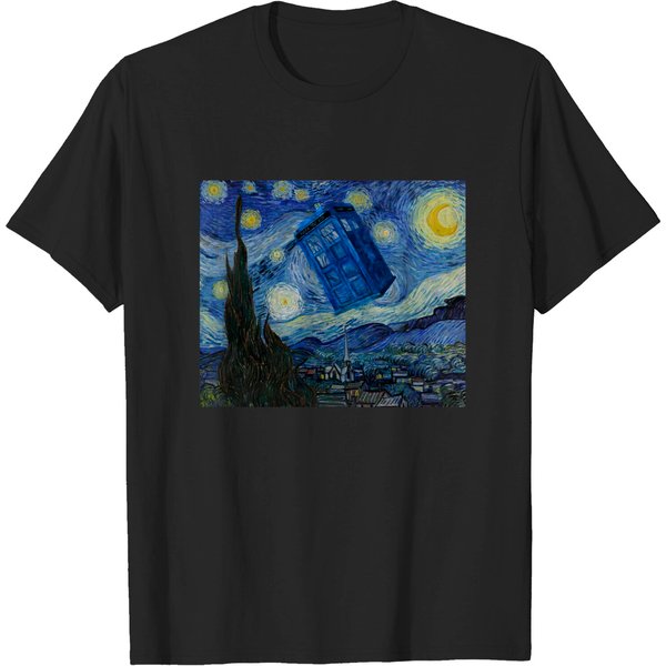 Starry Night Tardis - Tardis - T-Shirt-image