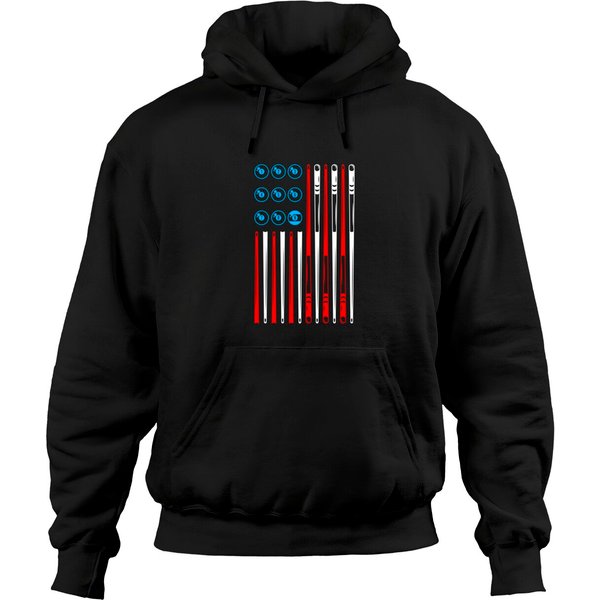 Billiards Pool American Flag - Billiards - Hoodies-image