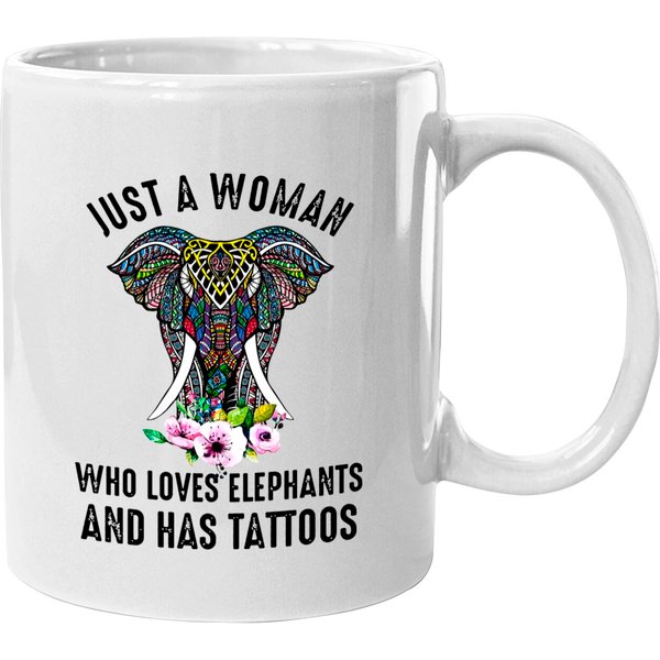 Just A Woman Who Loves Elephants And Has Tattoos - Elephant Gifts For Women - Mugs-image