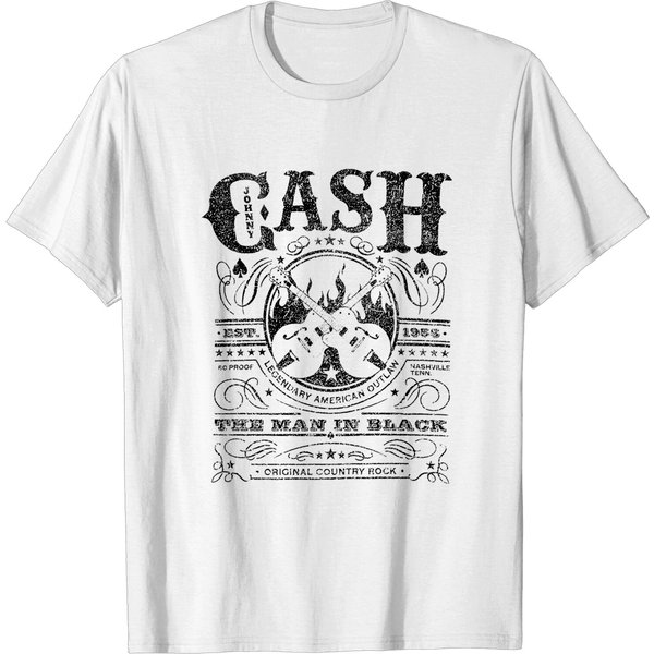 Johnny Cash Shirt Vintage Cash The Man In Black ''Original Country Rock'' T Shirt-image