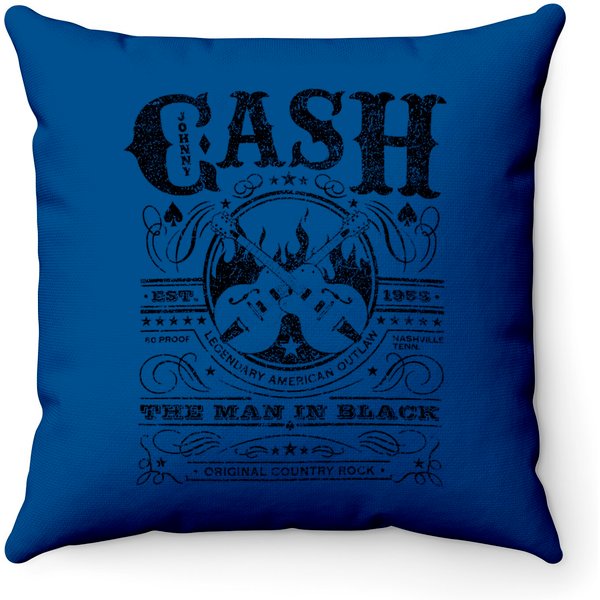Johnny Cash Throw Pillow Vintage Cash The Man In Black ''Original Country Rock'' Throw Pillows-image