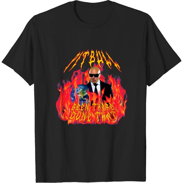 Heavy Metal Pitbull With Flames Classic T-Shirt-image
