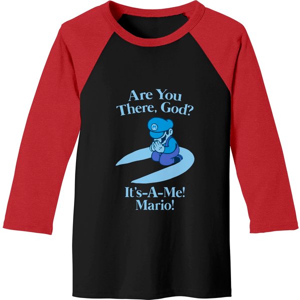 Are You There, God? It's-A-Me! Mario! Baseball Tees-image
