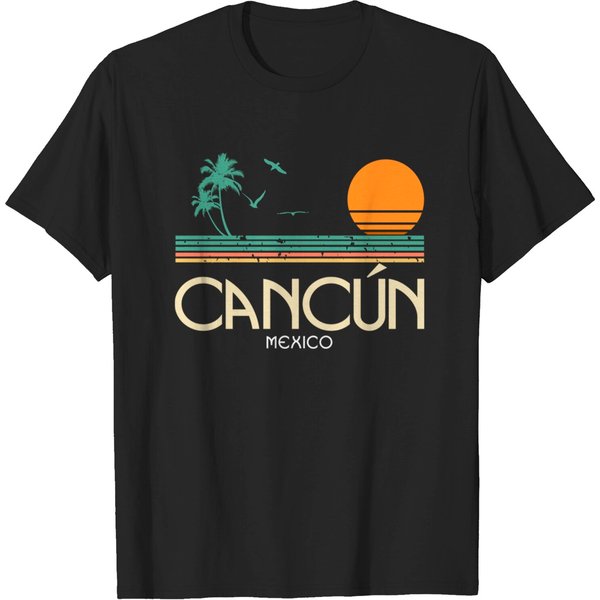 Cancun Mexico Sunset And Palm Trees - Cancun Mexico - T-Shirt-image