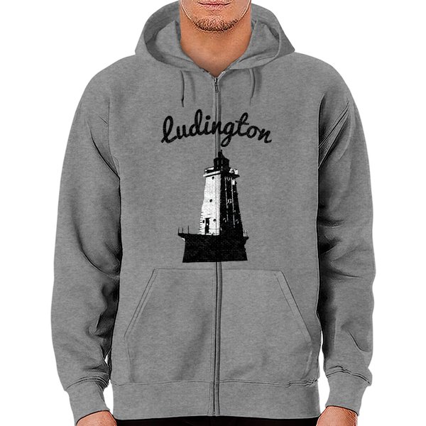 Ludington Michigan Lighthouse Zip Hoodies