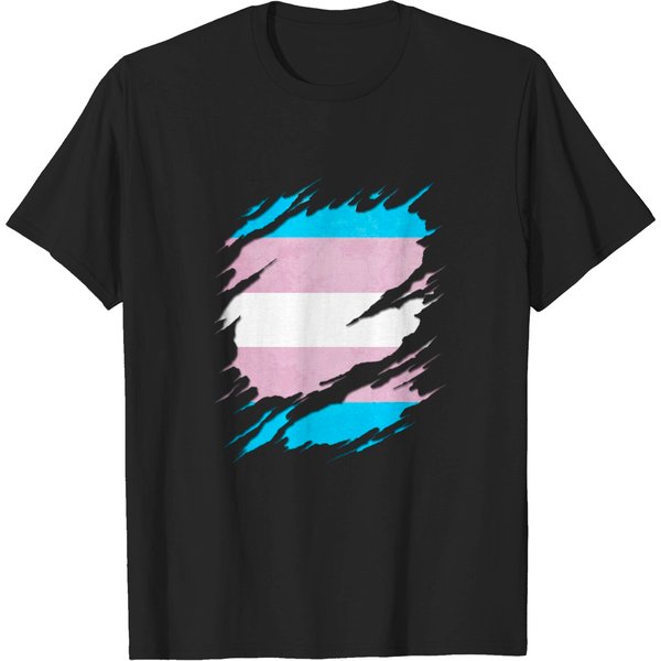 Transgender Pride Flag Ripped Reveal T-Shirt-image