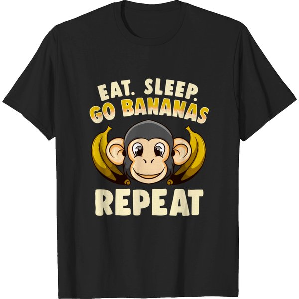 Banana Monkey Merch Eat Sleep Go Bananas Repeat T-Shirt-image