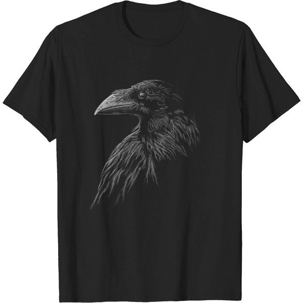 Mystical Black Raven Illustration Crow Artwork T-Shirt-image