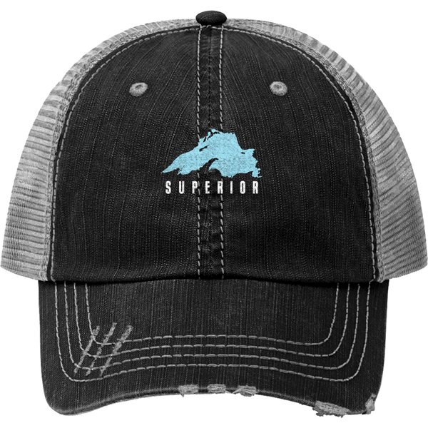Lake Superior Great Lakes Print Trucker Hats-image