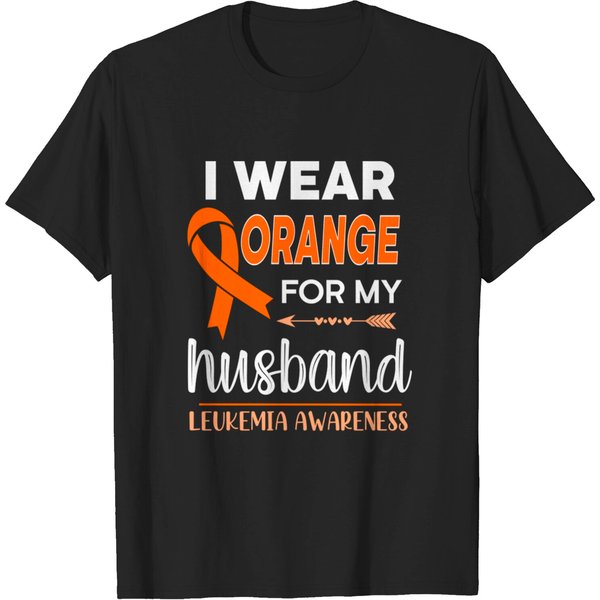 I Wear Orange For My Husband - Leukemia Support - T-Shirt-image