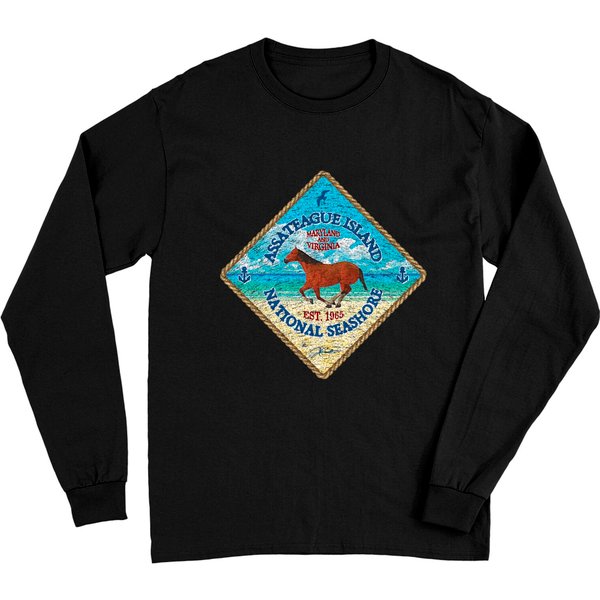 Assateague Island National Seashore With Running Horse On Beach - Assateague Island - Long Sleeves-image