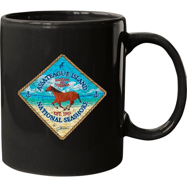 Assateague Island National Seashore With Running Horse On Beach - Assateague Island - Mugs