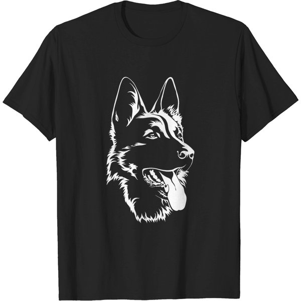 Black Silhouette Of A Sitting German Shepherd Dog T-Shirt-image