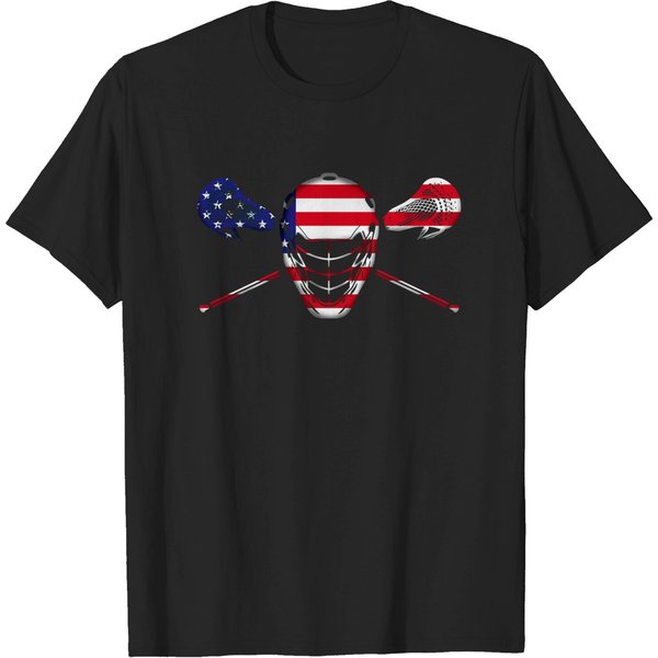 American Flag Lacrosse | Lacrosse Mask Gift T-Shirt-image
