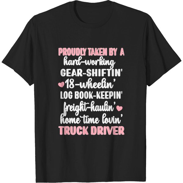 Proud Truckers Wife Gifts Truck Driver Girlfriend T-Shirt-image