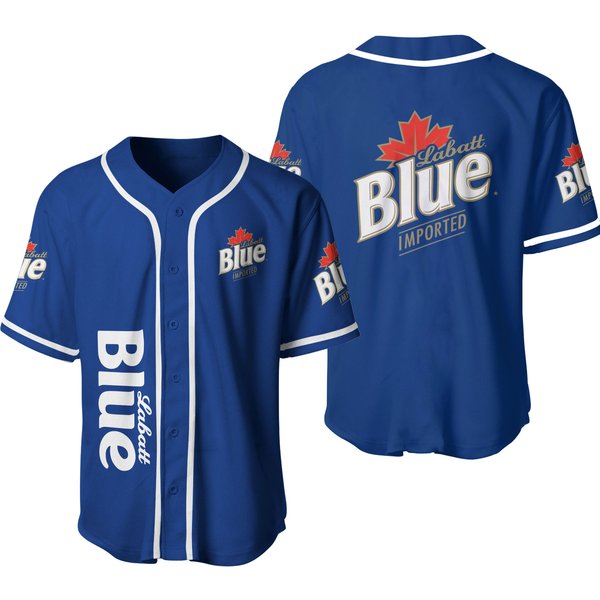 Blue Labatt Blue Beer Baseball Jersey-image