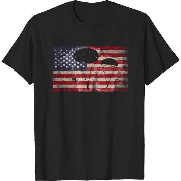 American Flag Paratrooper Airborne Division T-Shirt-image