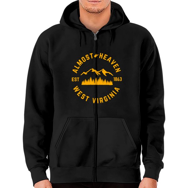 Almost Heaven West Virginia Mountains Forest Wv Zip Hoodies