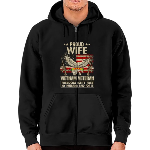 Proud Wife Of A Vietnam Veteran - Vietnam Veteran - Zip Hoodies-image
