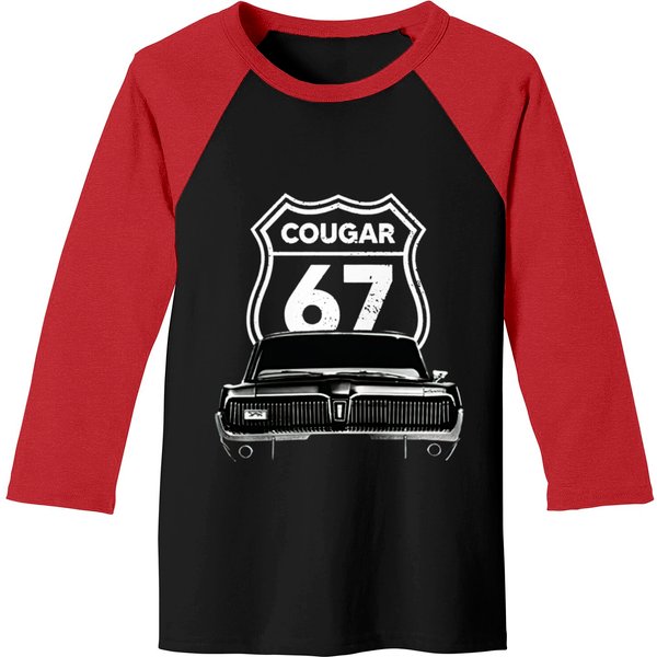 1967 Mercury Cougar Front Grill View With Highway Baseball Tees-image