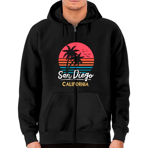San Diego California Ca Vintage Zip Hoodies-image