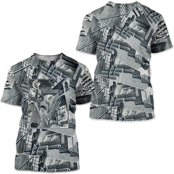 Vintage Original Mc. Escher " Relativity 1953 " Lithograph Law Of Gravity T-Shirt-image