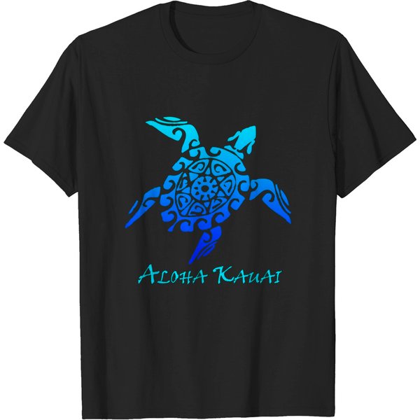Aloha Kauai Vintage Hawaiian Island Tribal Turtle T-Shirt-image